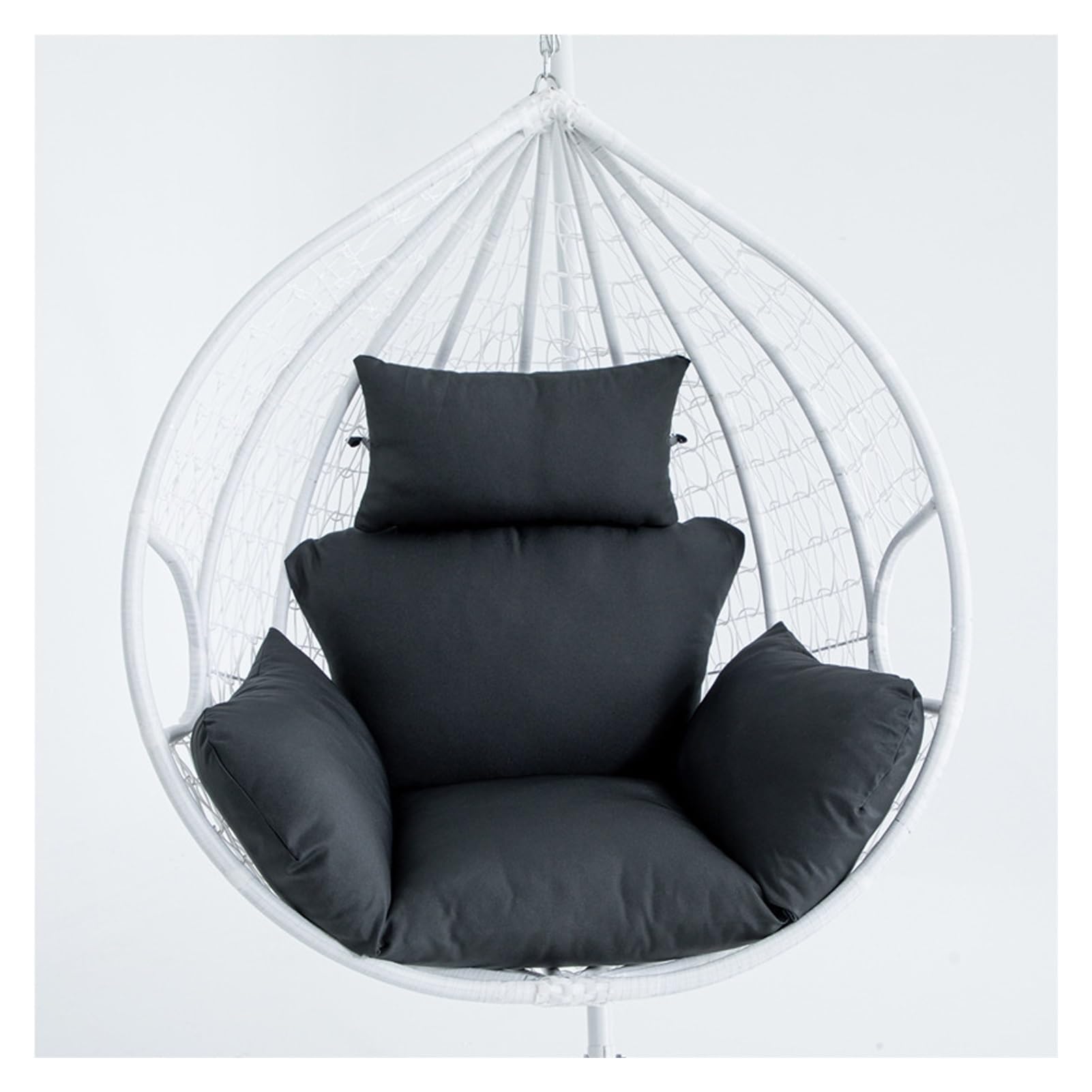 Meiiron Simple Egg Chair Swing Cushion, Seat Cushion Only, Hanging Chair Cushion Replacement Pad with Pillow for Outdoor Indoor Egg Hanging Basket Chair(Black)