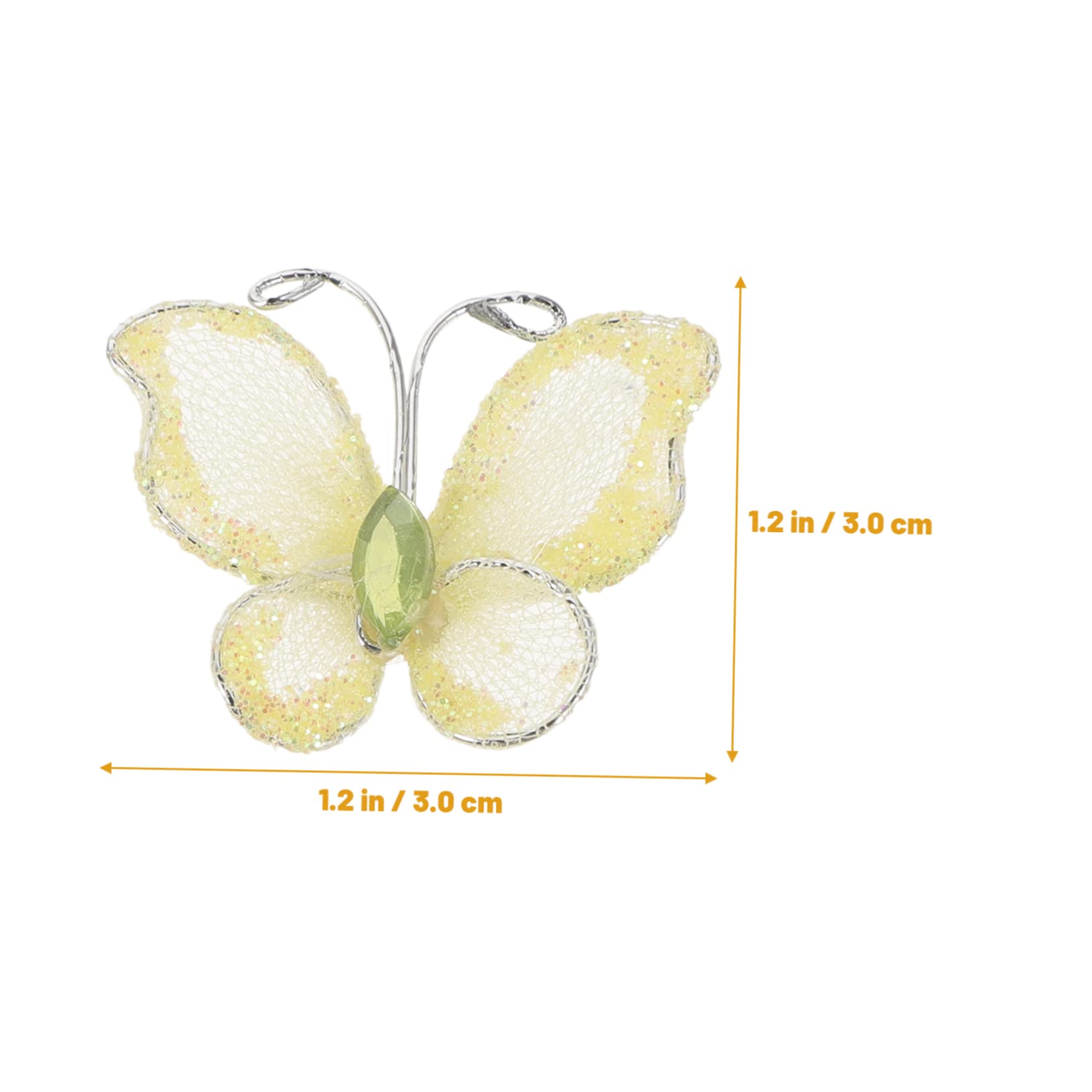 SMASOLO 50Pcs Yellow Glittering Butterfly Decorative Mesh Wire for Wedding and Party Crafts for Invitations and Home Decor for DIY Decorations