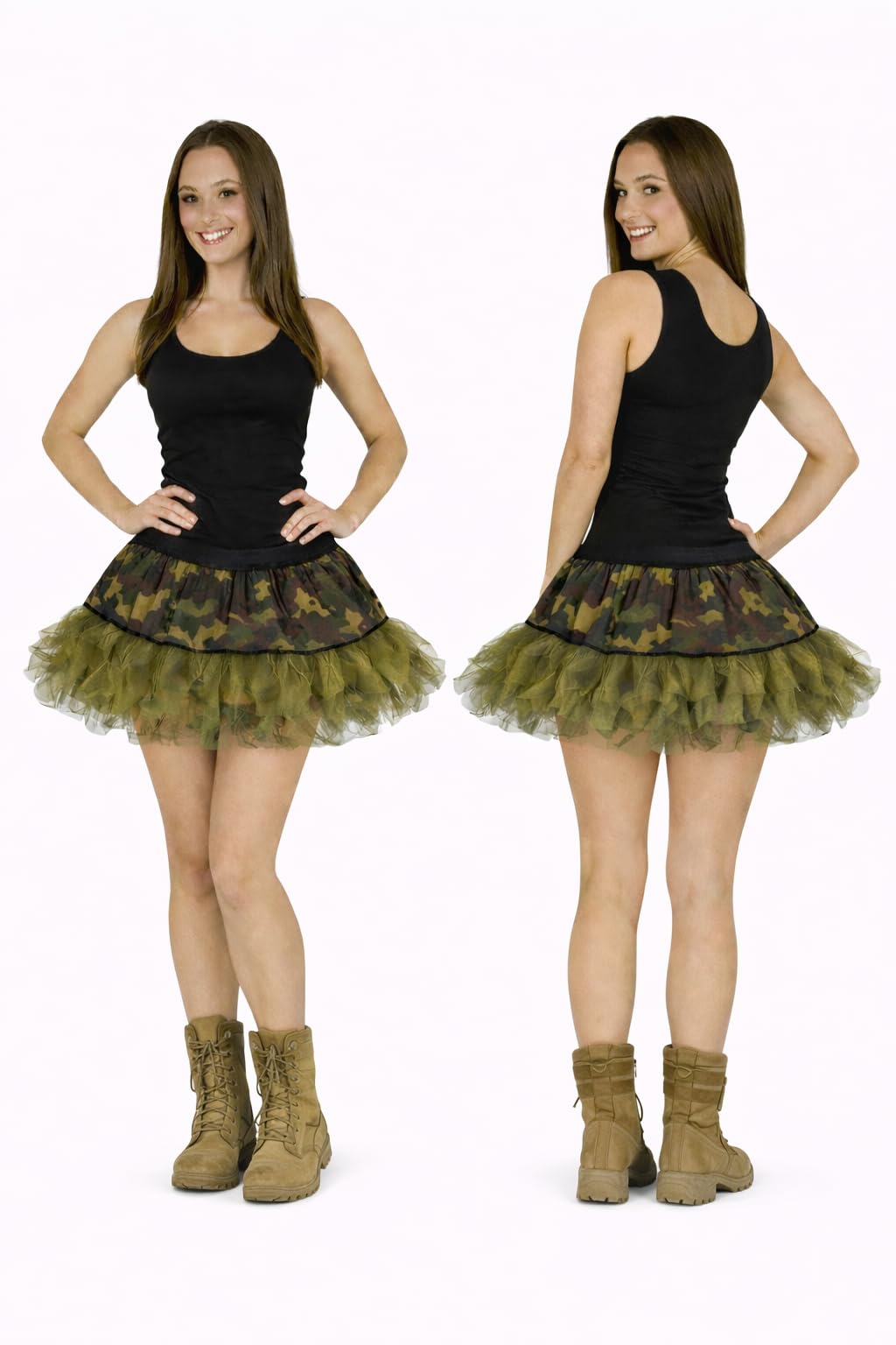 Adults 12"" (30cm) Length Camouflage Soldier Tutu Army Girl Military Fancy Dress