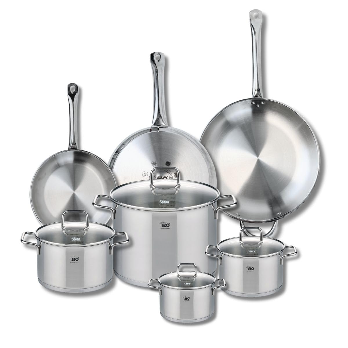 Batterie de cuisine Elo inox pour éviter les aliments attachés en faitout et poêle induction