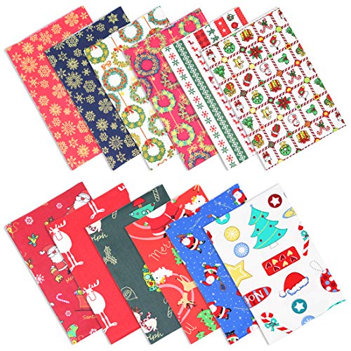 Tissus patchwork Noël lot de 12 coupons 50x50 cm pour couture