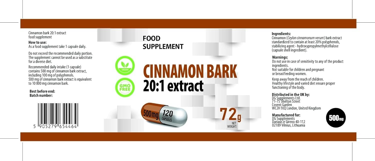 Hepatica Ceylon-Zimt | 10.000 mg Äquivalent | 500 mg 20:1 Zimtrinden-Extrakt hochkonzentriert | 120 vegane Kapseln | Ceylon Cinnamon – Cinnamomum verum | GMP & Laborgeprüft