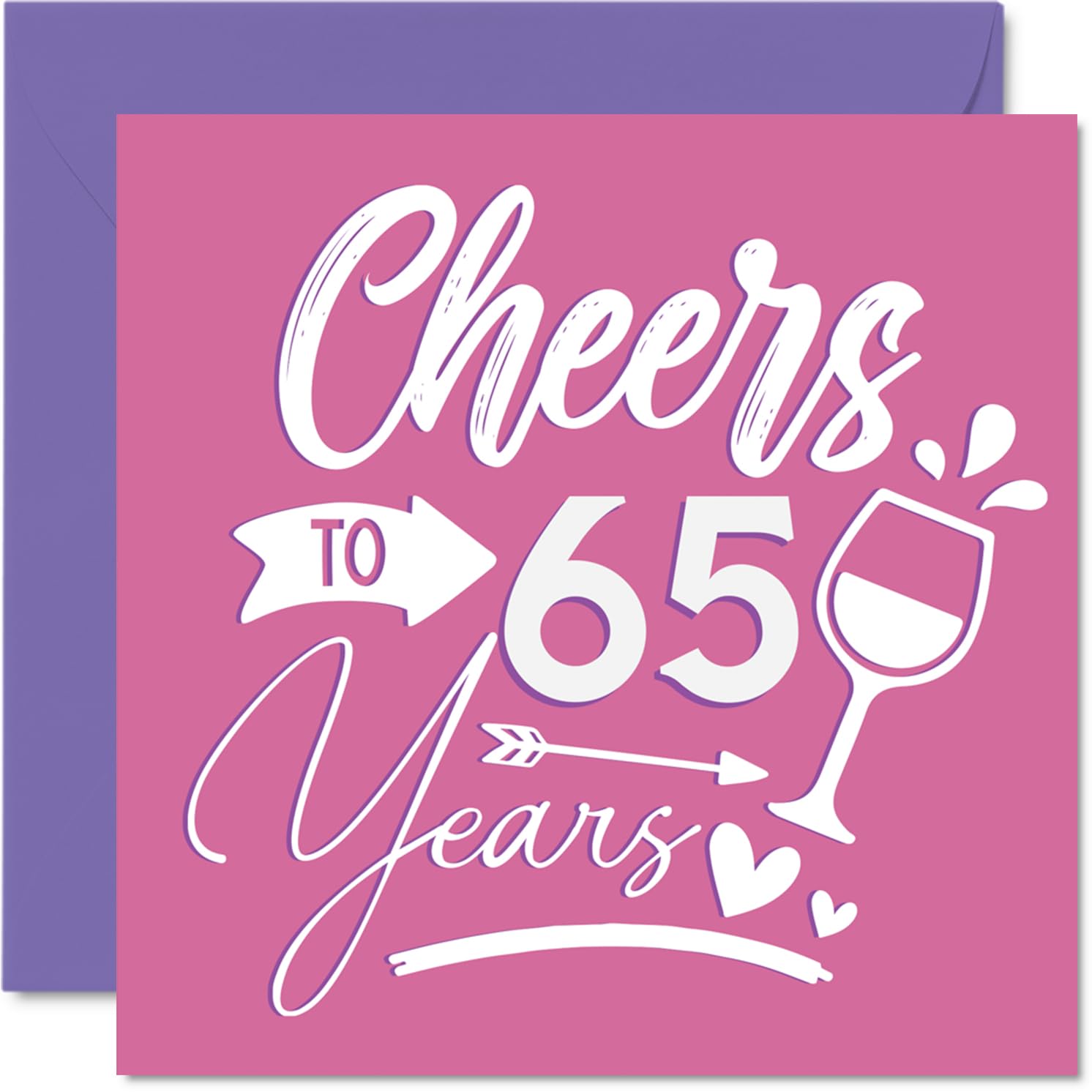 65th Birthday Cards for Women - Cheers - Happy Birthday Card for 65 Year Old Woman Friend Nanny Wife Cousin, 145mm Bday Greeting Cards