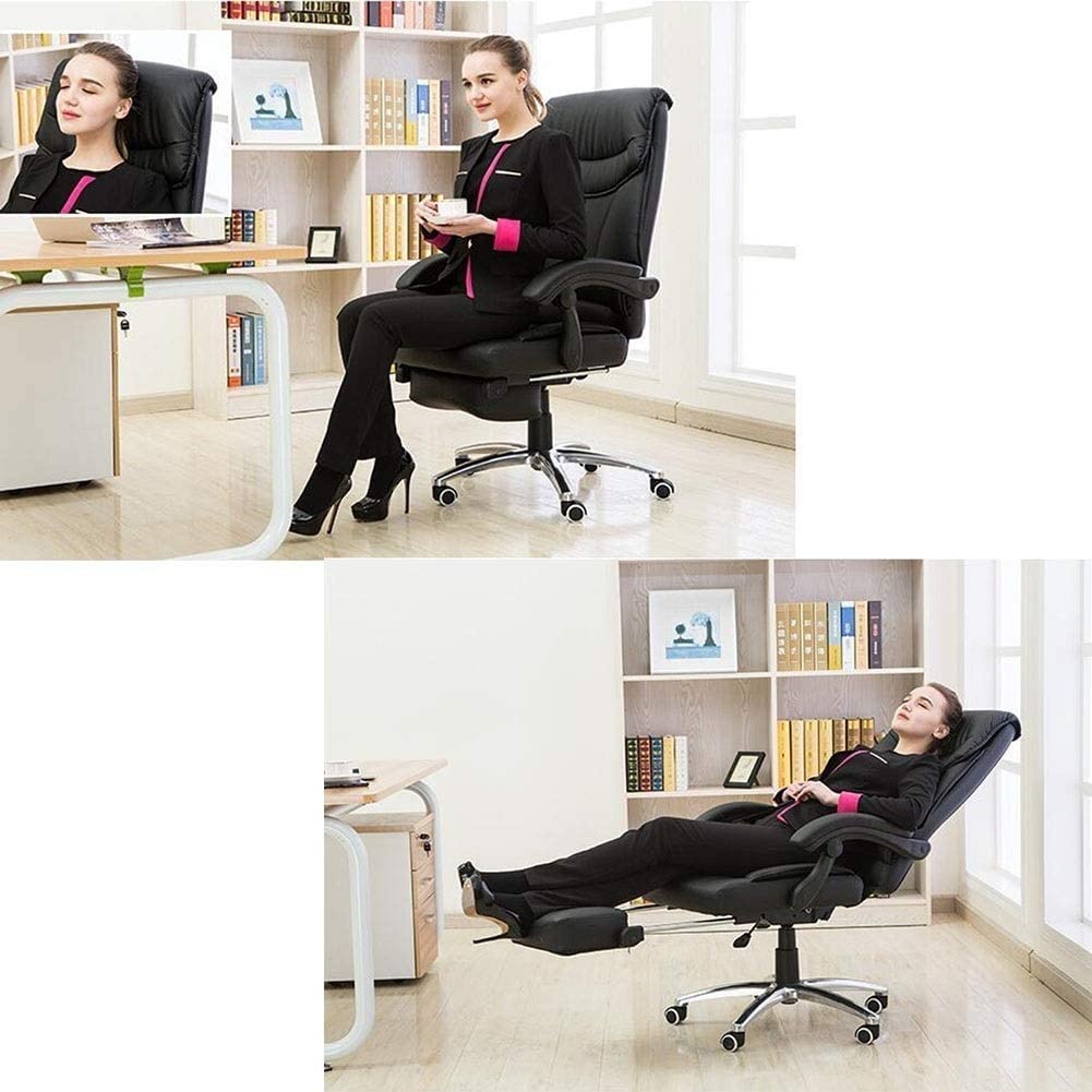 Krzesło ergonomiczne krzesło obrotowe krzesło komputerowe krzesło biurowe PU tapicerowane krzesło biurowe krzesło biurowe zagłówek fotel do gry krzesło (Color : Black)