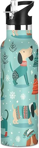 Teal Funny and Playful Dogs Leak Proof & BPA Free Water Bottles with Leak Proof Spout Lid Double-Wall Insulation for Gym Sports botellas de acero