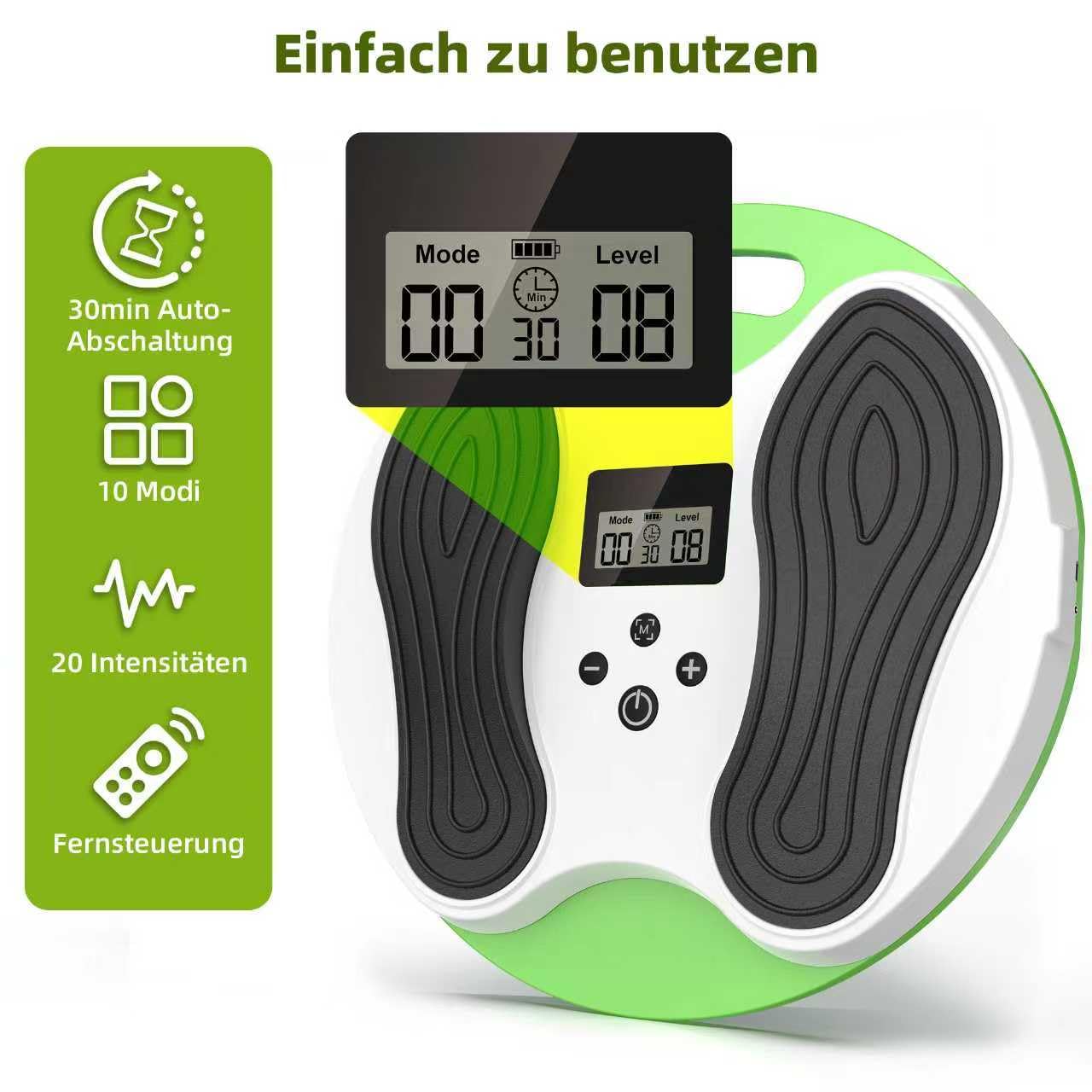 4-in-1 Medic Durchblutungs-Stimulator Beine & Füße, EMS Fußmassagegerät Fussmassagegerät elektrisch für Beinschmerzen & Schwellungen lindern, Krämpfe reduzieren, Durchblutung verbessern