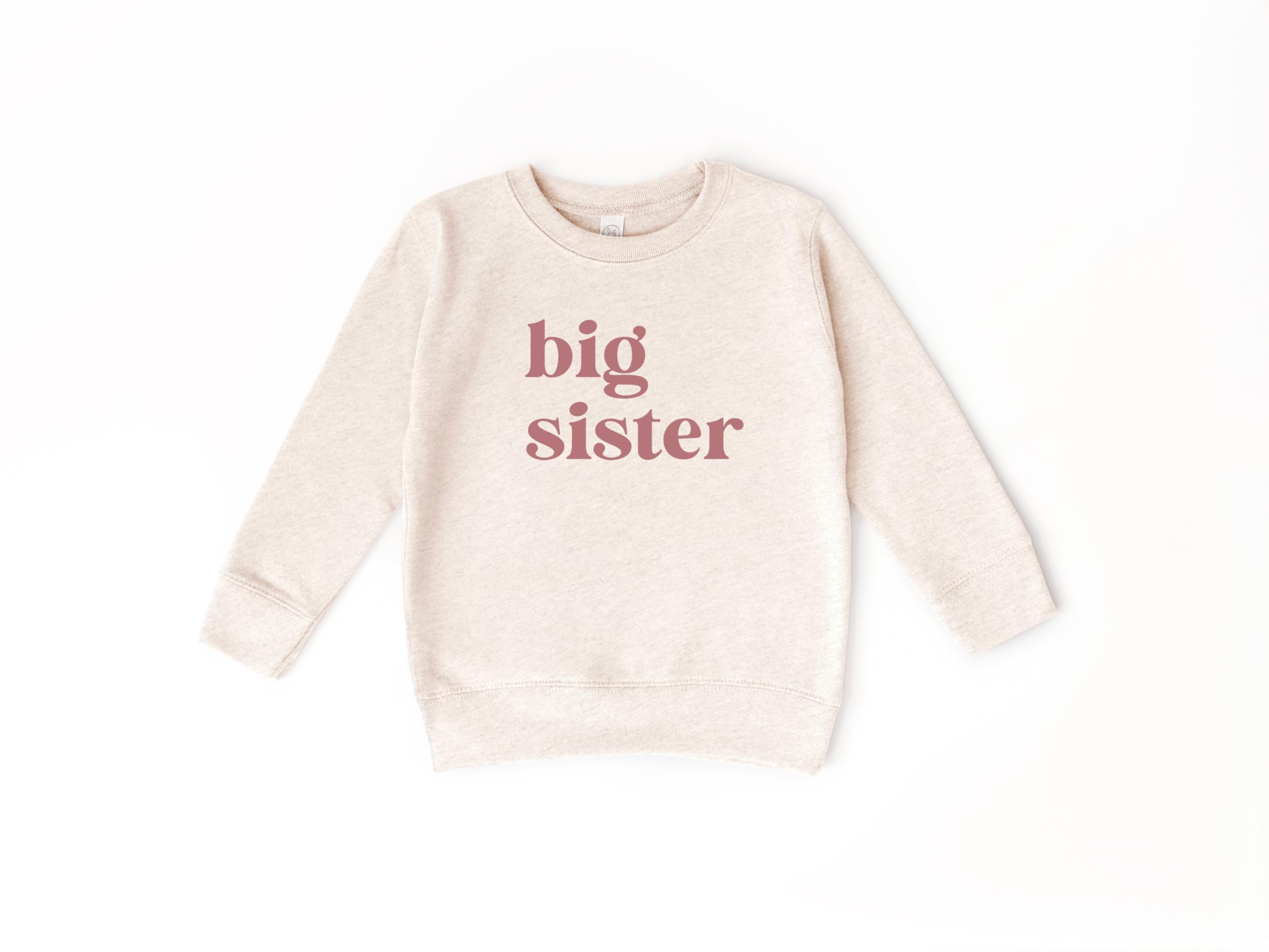 KLATCH Big Sister Text Graphic Toddler Crewneck Sweatshirt - Premium Comfy Holiday Tee Shirt for Kids (US, Age, 4 Years, Natural)