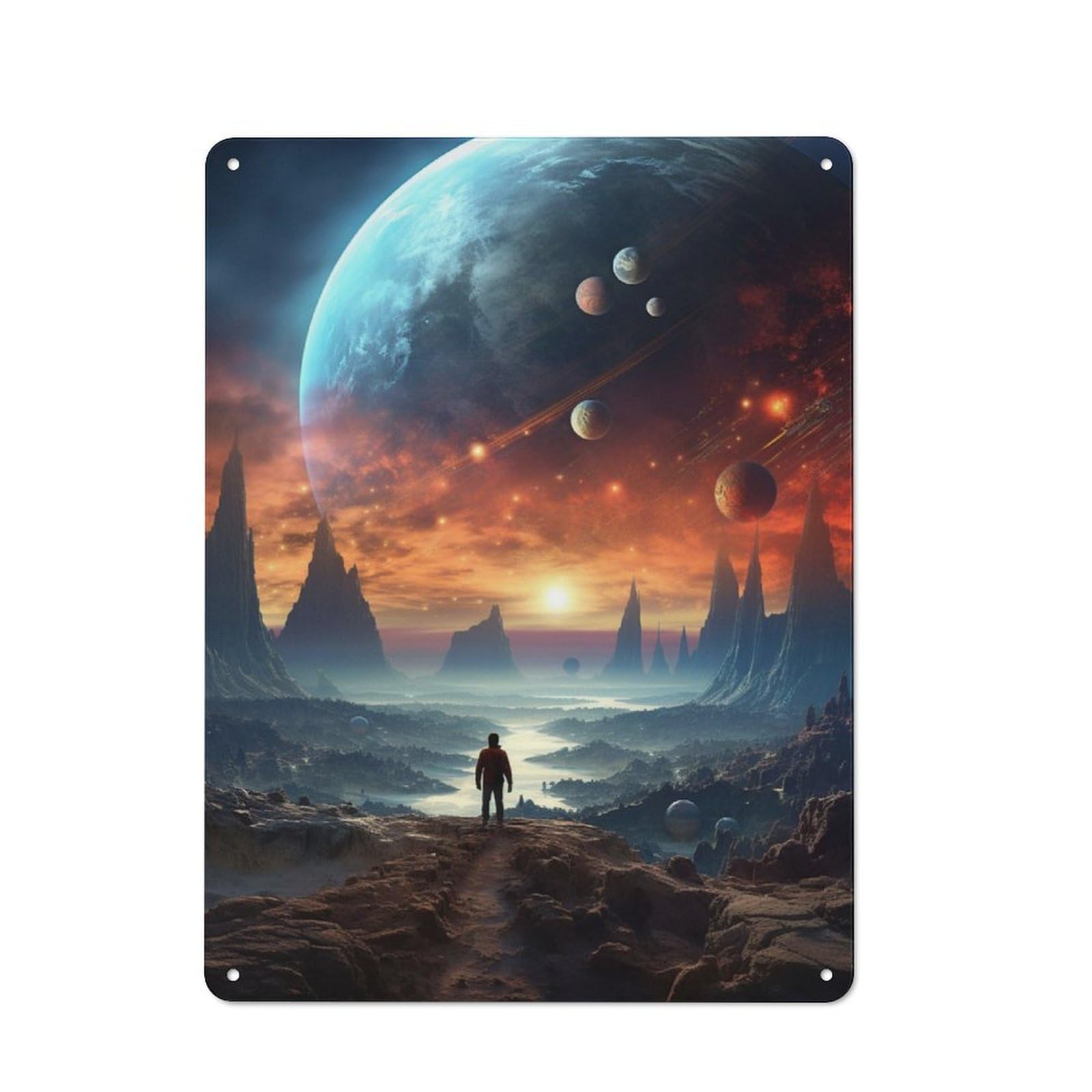 Junmoney Space Journey Tin Sign 40X30cm For Workshop Wall, Rustic Wall Decor, Suited To Workshop Decor Fans