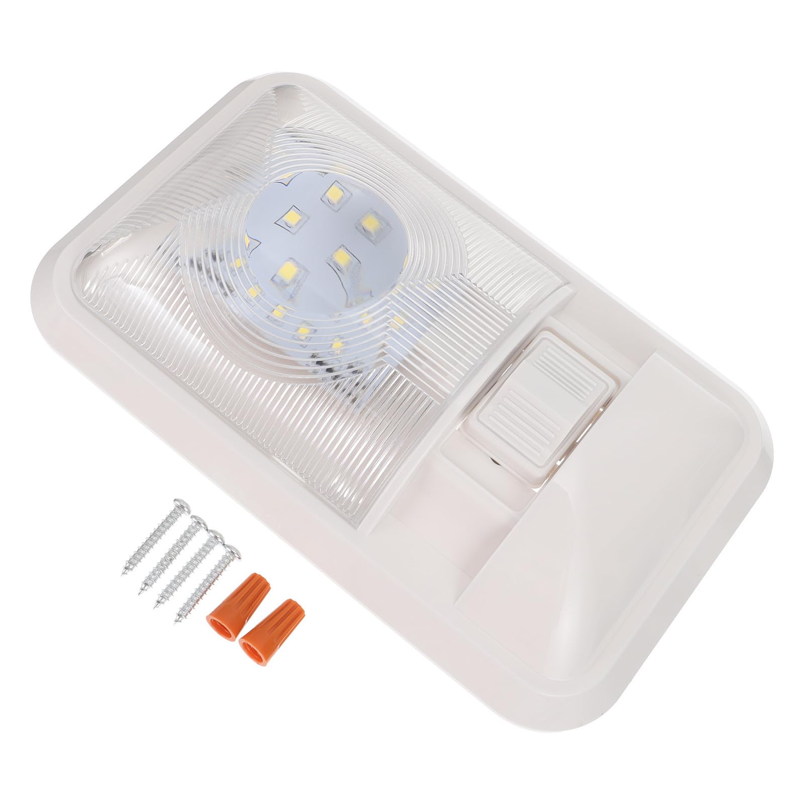 Plafonnier de Camping-car LED 12v avec Interrupteur 3 Voies, Éclairage Confortable en Abs Blanc pour Intérieur de Voiture et Camping-