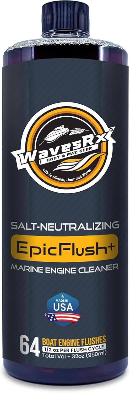 WAVESRX Salt-Neutralizing Boat & Jet Ski Motor Flush + Protectant (EpicFlush+) | Marine Engine Cleaner - Removes Salt Deposits & Rust | Protective Coating - Prevents Salt Buildup & Prevents Corrosion