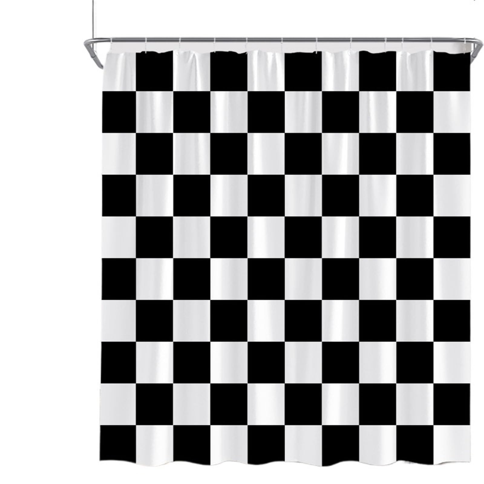 Rideau de douche minimaliste géométrique en tissu 178x178 cm avec 12 crochets