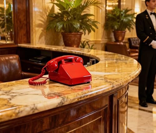 Miniatura 9 de iSoHo, Teléfonos fijos retro de hospitalidad, sin marcación, teléfono de escritorio analógico clásico 2500 amplificado, incluye teléfono con cable