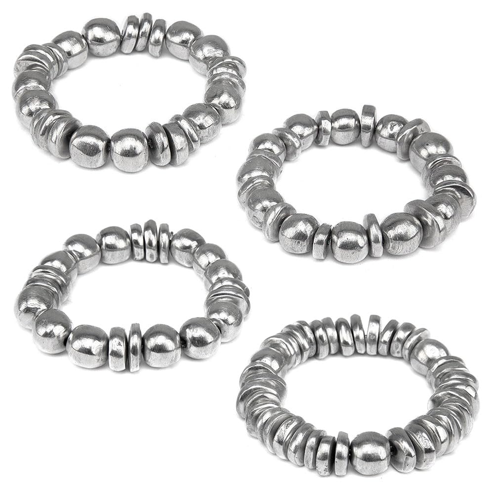 Vestopazzo 4 bracciali elastici con motivi geometrici | alluminio 100% riciclato | fatto a mano | Indossabili separatamente o insieme.| Tg unica | Nickel tested