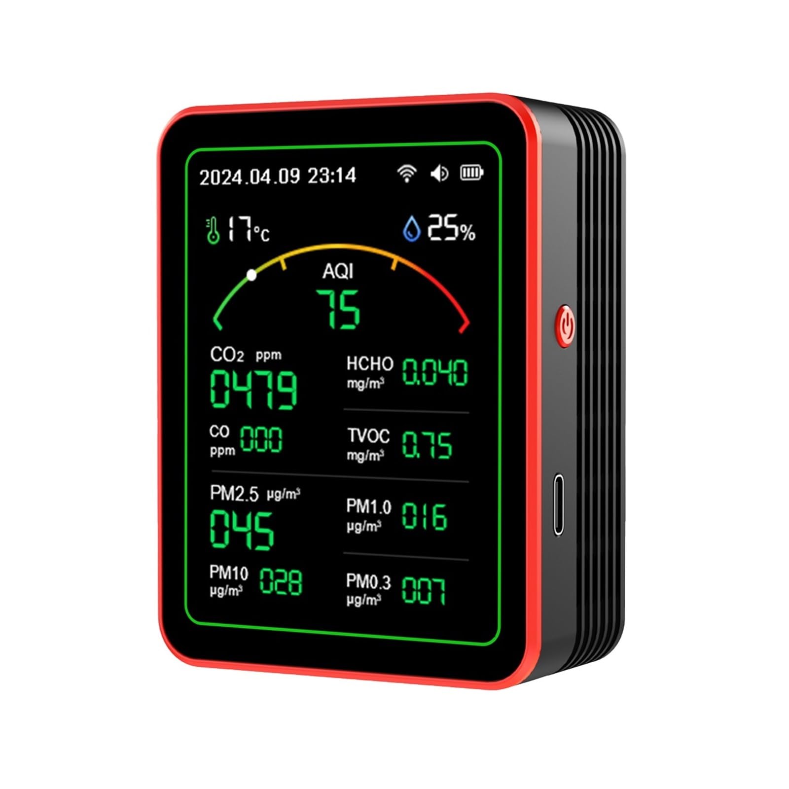 Air Quality Monitor, 15 in 1 Air Quality Detector CO/CO2/ Air Quality Tester Temperature Humidity Meter(Nero)