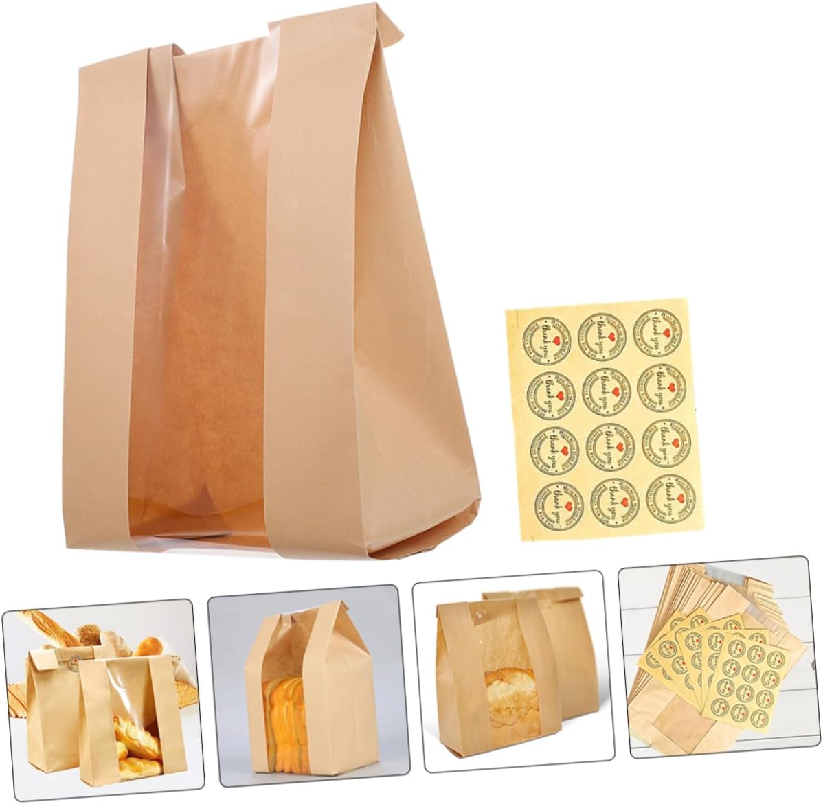 1set Homemade Bread Bags Window Paper Bread Bag for Sourdough Loaf Baking Wrapping Pouches Multi-function Bakery