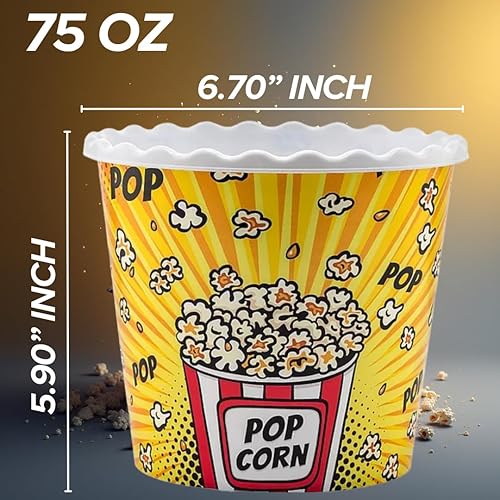 Miniatura 5 de Caja de plástico reutilizable de estilo moderno, recipientes para palomitas de maízcuencos para palomitas de maíz para noche de cine - (sin BPA,