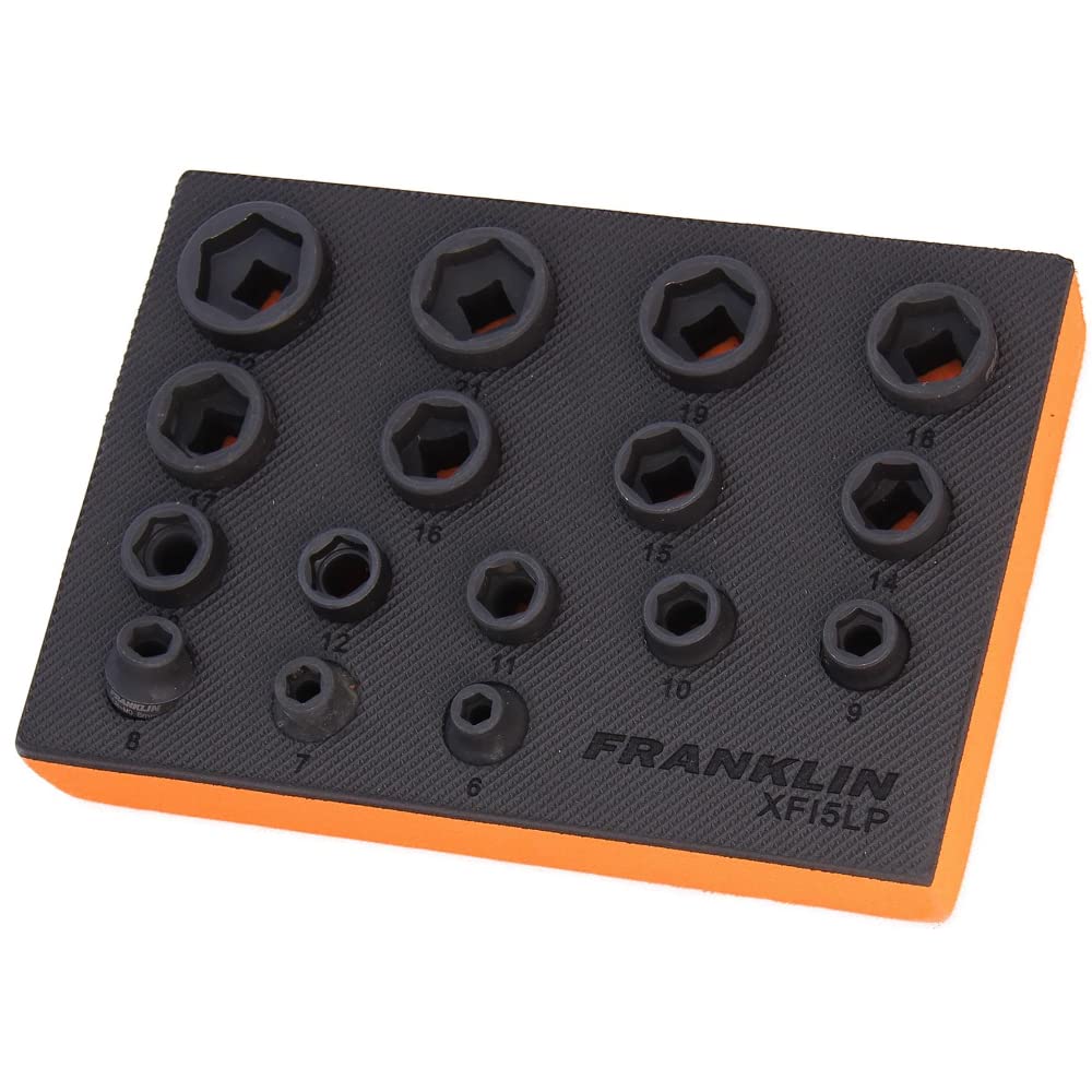 3/8" Drive Low Profile Socket Set 6 Pt 22mm Ht 16 Pcs Franklin Tools XFI5LP