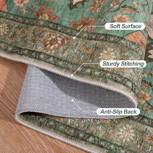 Image of Tangsoo Vintage 2.6x8 Washable Hallway Runner Rugs, Non Slip Rug Runner