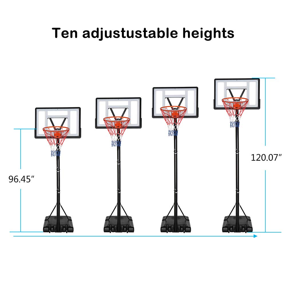 Yoluckea Portable Basketball Hoop, Adjustable Teenager Basketball Rack, Outdoor/Indoor Adjustable Height Basketball Set for Youth 7-10ft