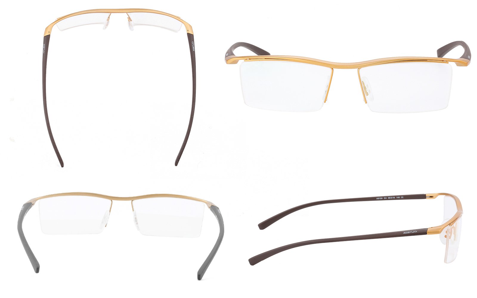 Agstum Pure Titanium Half Rimless Business Glasses Frame Eyeglasses Clear Lens