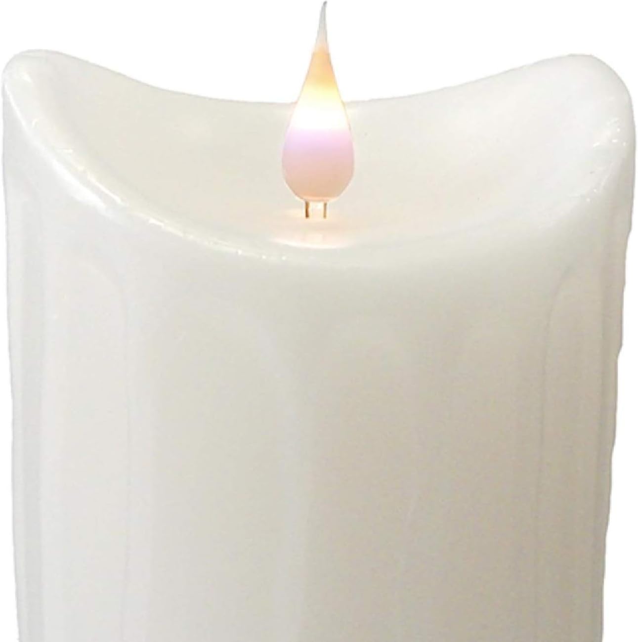 Melrose 5.25" Simplux White Dripping Wax Flameless LED Lighted Pillar Candle with Moving Flame