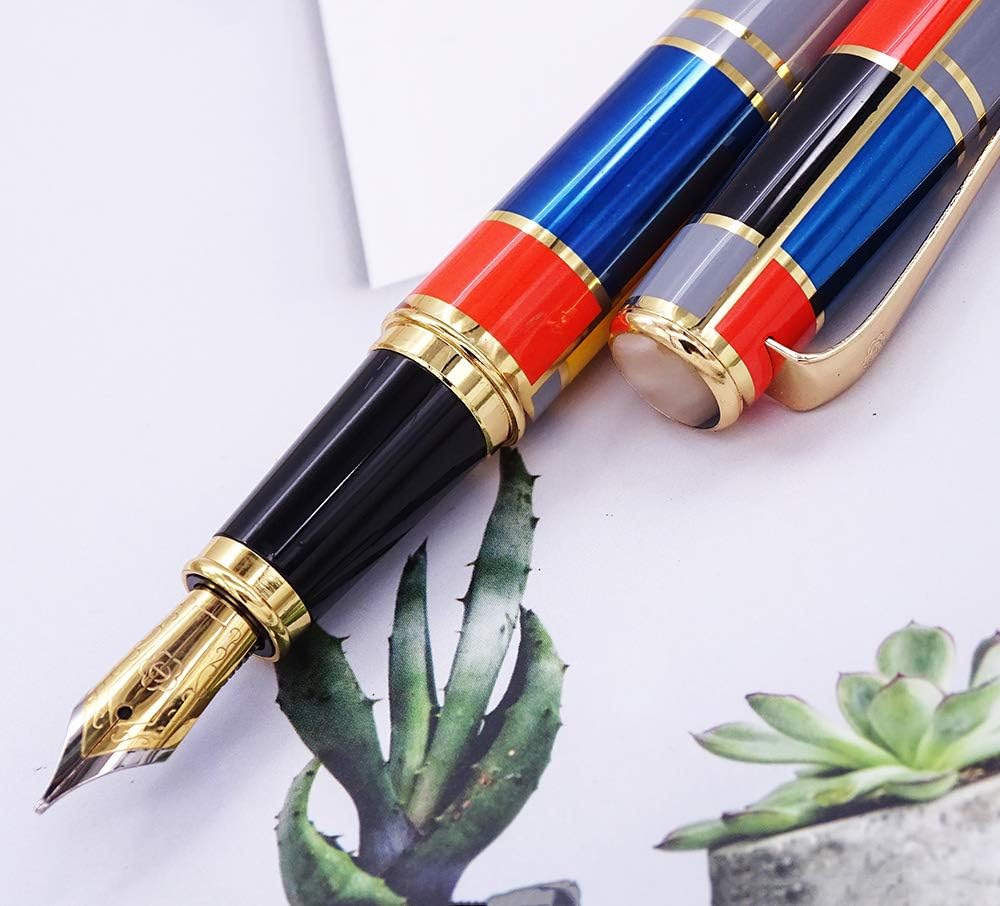Hero 767 Fashion Style Fountain Pen, Medium Nib 5 Colors Pane Jewelry on Top Office Gift Writing Pen