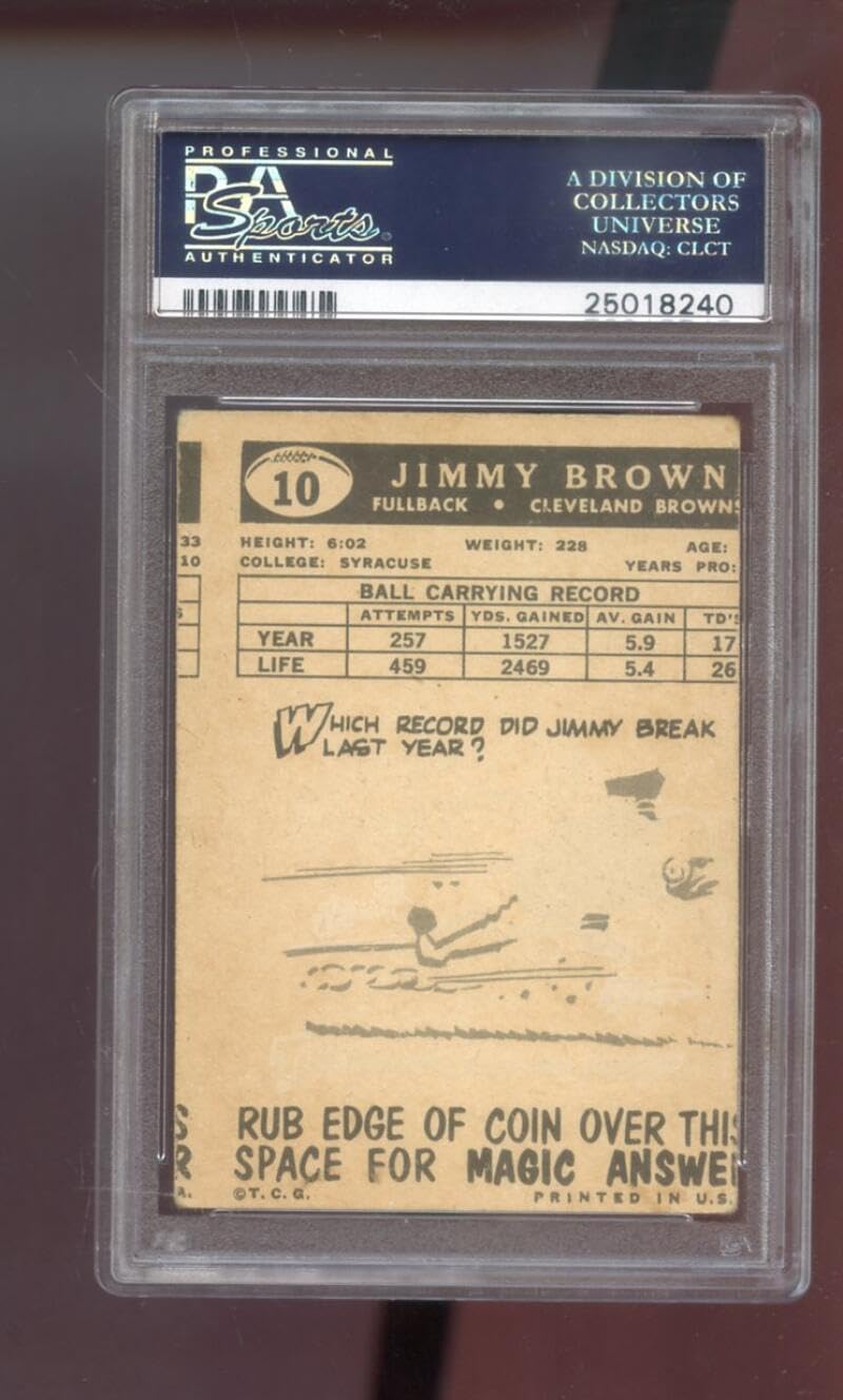 1959 Topps #10 Jimmy Brown Jim Brown PSA 3 (MC) Graded Football Card NFL Cleveland Browns
