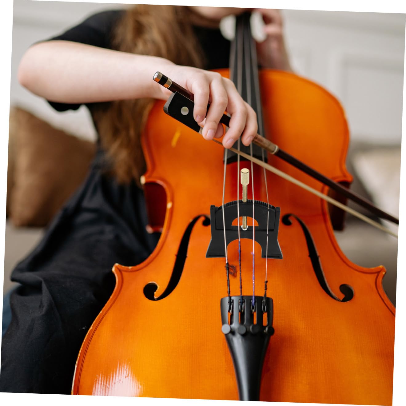 ibasenice Sollevatore per Corde di Violoncello Altezza Regolabile Plastico Nero Strumento per Cambiare Ponte per 1/4-4/4