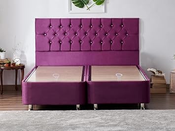 Niron Yatak Violet Baza ve Ba l k Seti 200x200 cm  ift Ki ilik Sand kl  Mor Kuma  Baza ve Ba l