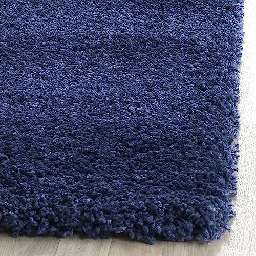 Image of Solid Fluffy Rugs and Carpet for Hall and Drawing Room 5x7 Feet Navy Blue Color