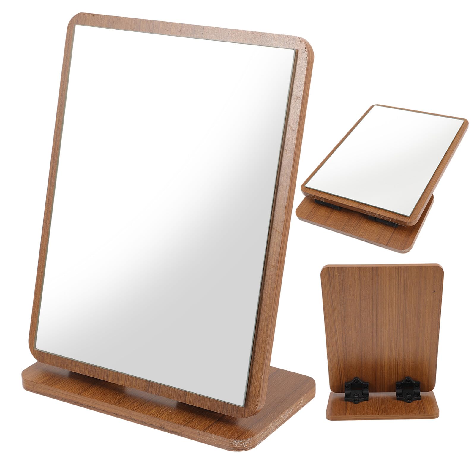 GALPADA Specchio da Tavolo in Legno Massello Regolabile per Trucco e Cura del Viso Specchio Girevole Elegante per Camera e Bagno Design Raffinato in Legno di Teak