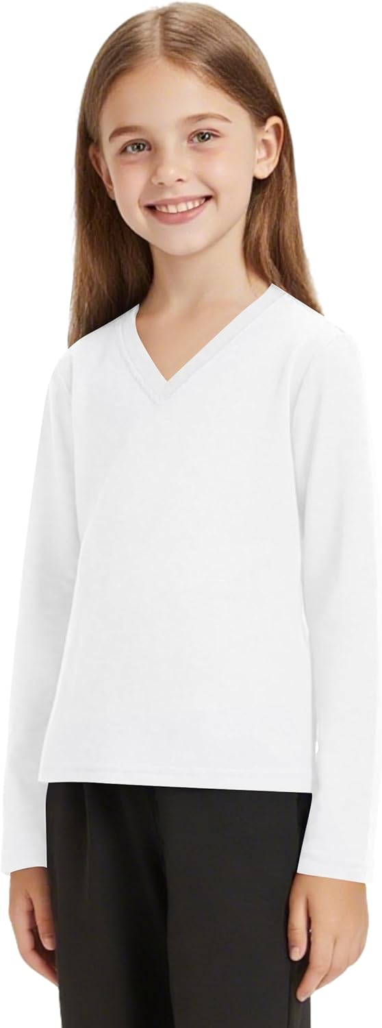 QBK 4T to Youth Neon Shirt Kids Rash Guard UPF 50+ V-Neck Dry Fit Athletic Performance Long Sleeve Shirts for Boys and Girls - Image 2