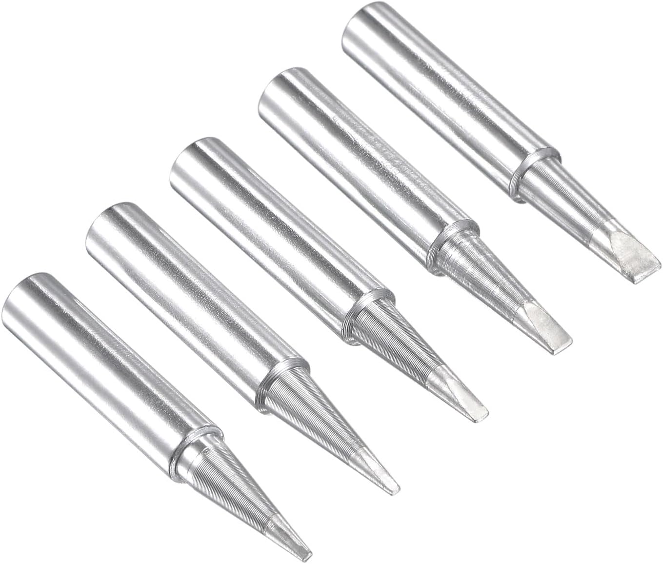 uxcell Lead-free Soldering Iron Tip Flat Edge 0.8D+1.2D+1.6D+2.4D+3.2D 4mmx41mm Replacements for Soldering Station 5Pcs