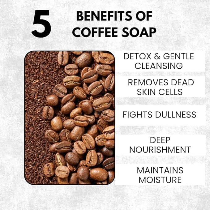 Image of Coffee Soap | Pure & Gentle Bathing Bar for Glowing Skin | Nourishing & Aromatic Soaps for Men & Women | Exfoliating & Antioxidants Cleansing Bar| Soap for All Skin Types | Pack Of 3
