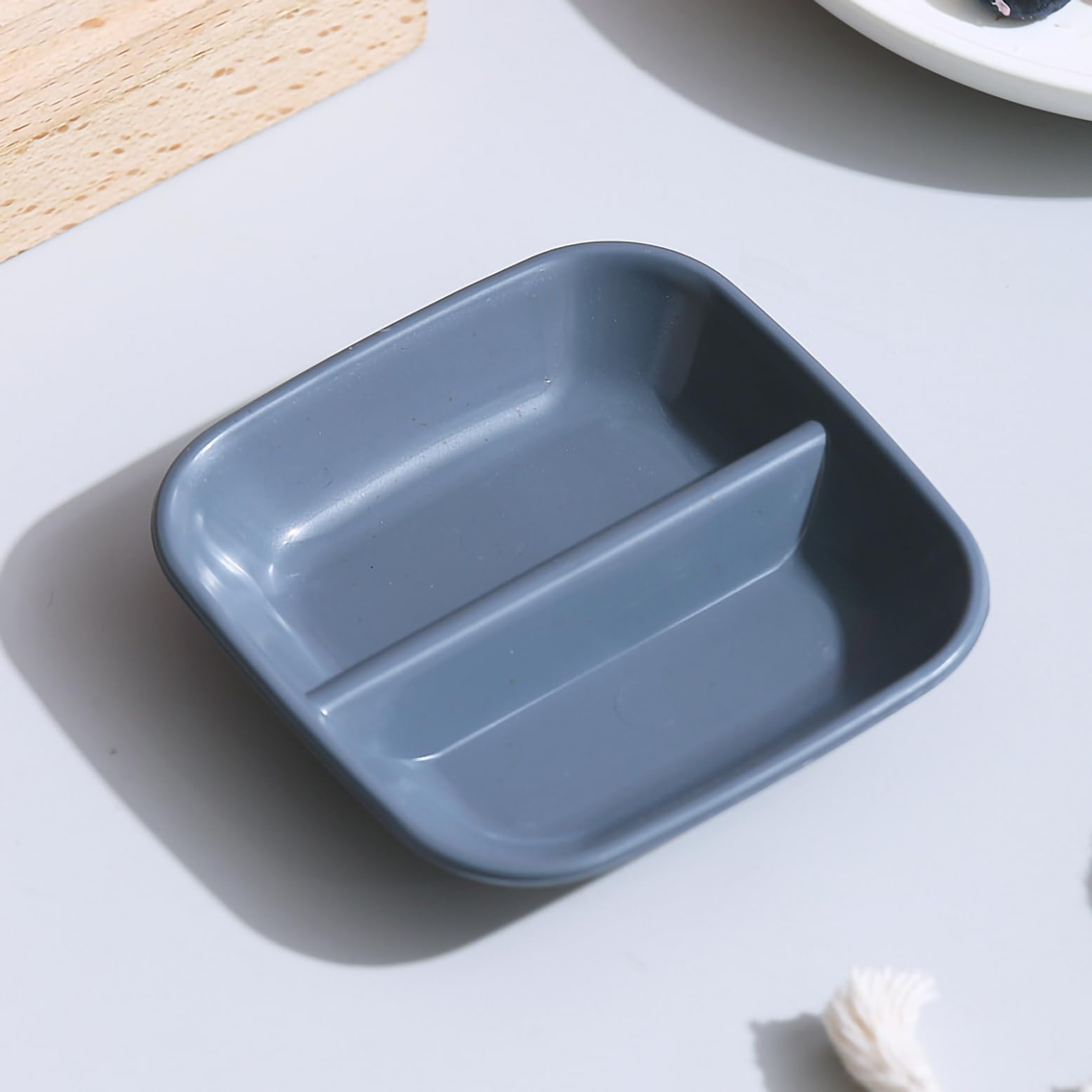 P-PLUS INTERNATIONAL Wheat Straw Seasoning Dishes, Sushi Dipping Bowl, Vinegar Spice Sauce Dishes, Mini Appetizer Plates, Saucer Kitchen Dip Bowls Set Mini Bowl Soy Sauce Plate (9cm, Grey, Set of 12) 2