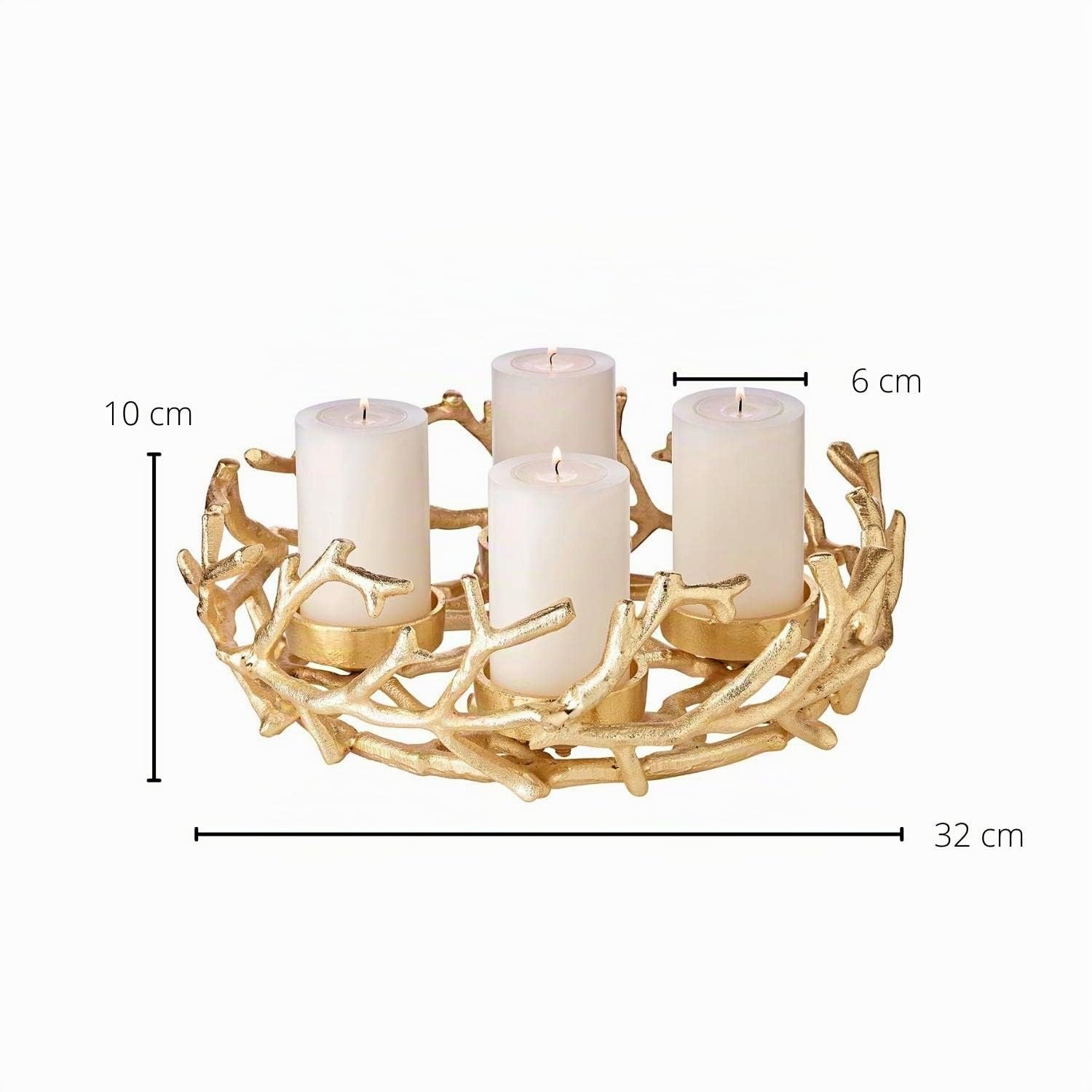 EDZARD Adventskranz Porus Gold, Geweih-Design, Aluminium vernickel, Durchmesser 30 cm, für Kerzen Durchmesser 6 cm, Perfekt für Cornelius Kerzen
