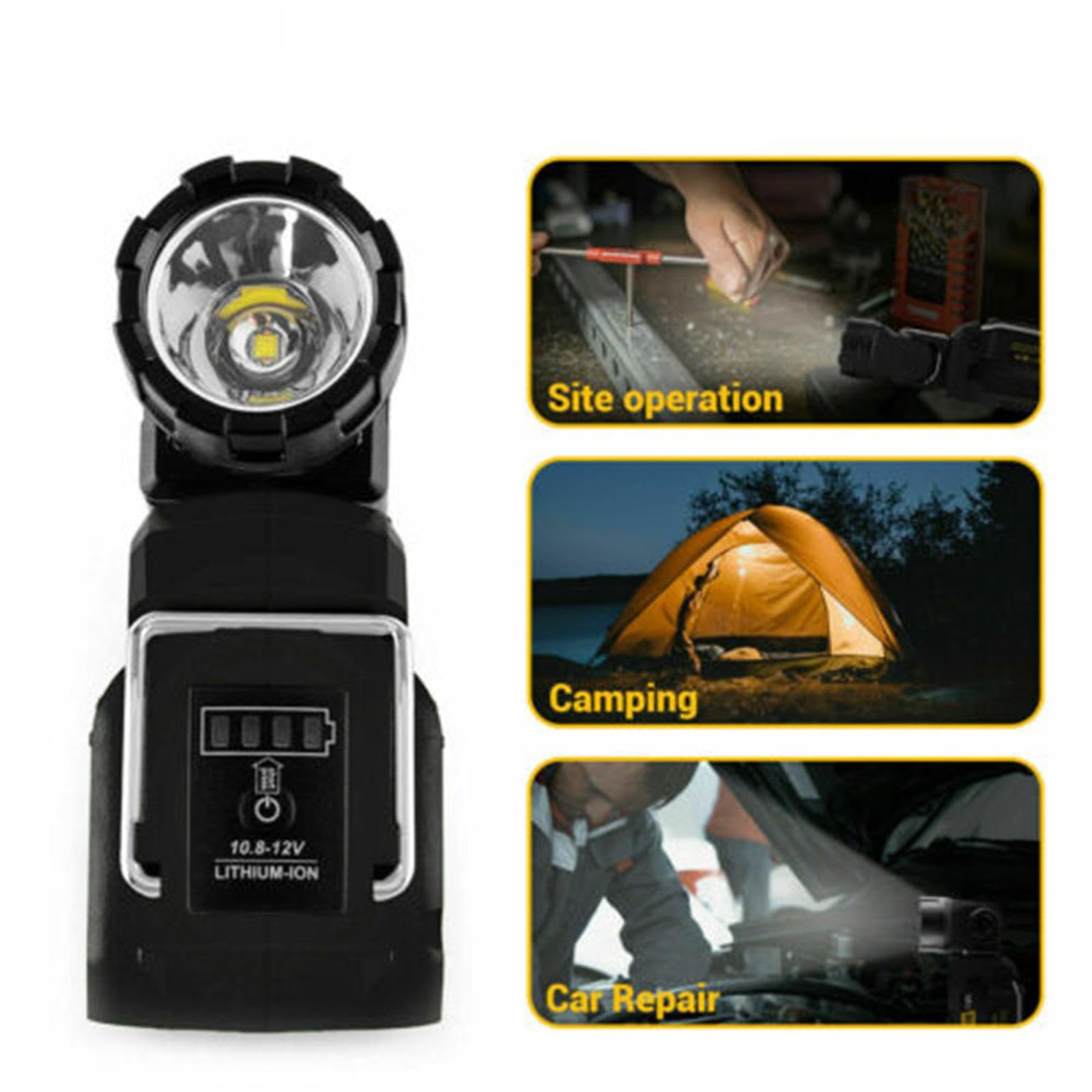 ZEZEFUFU Latarka 12 V ręczna lampa robocza LED do DeWalt 12 V MAX akumulator litowo-jonowy, 280 lm reflektor LED na zewnątrz oświetlenie miejsca pracy