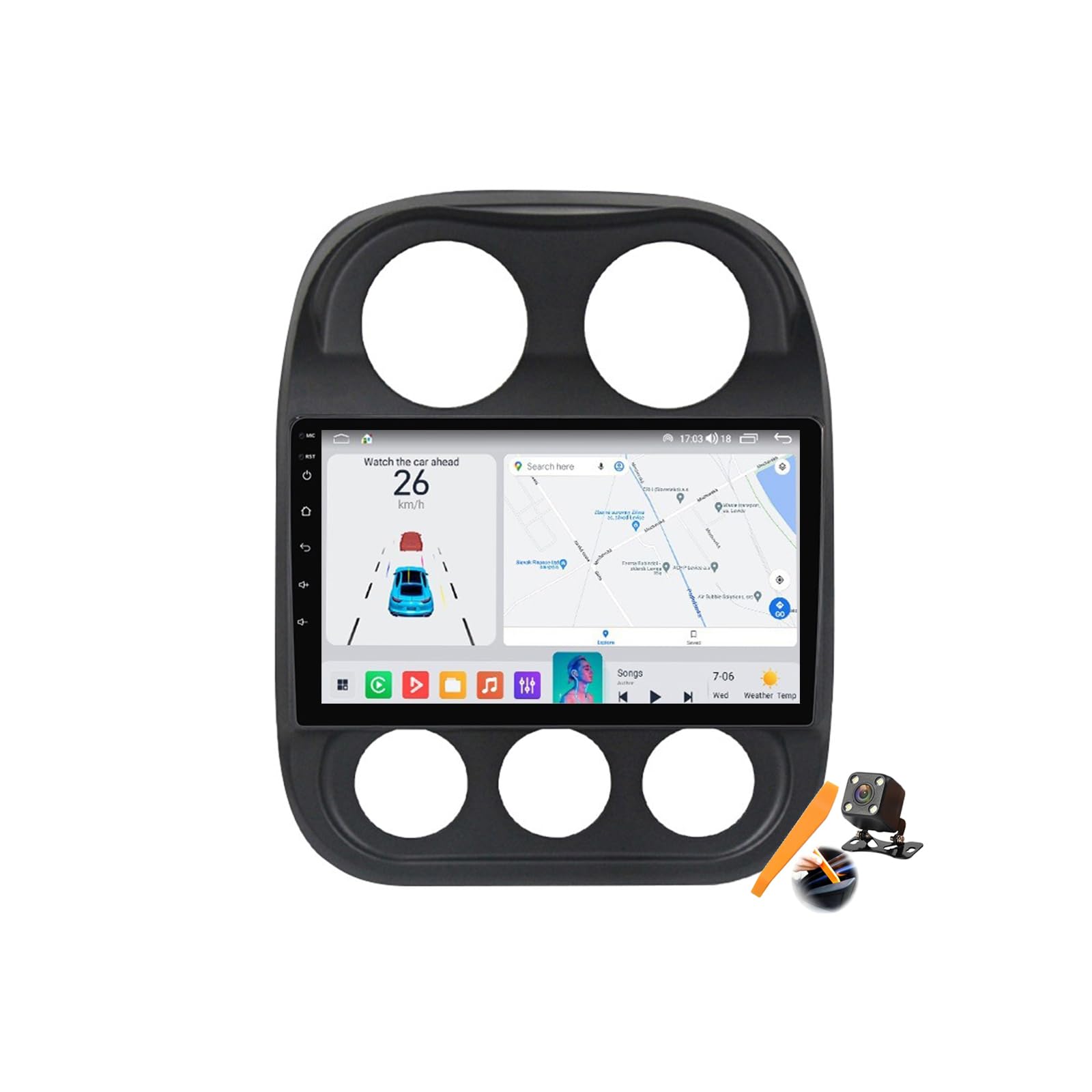 Radio GPS Sat Navi 2 DIN Android 15.0 para Compass Patriot 2012 2015 8