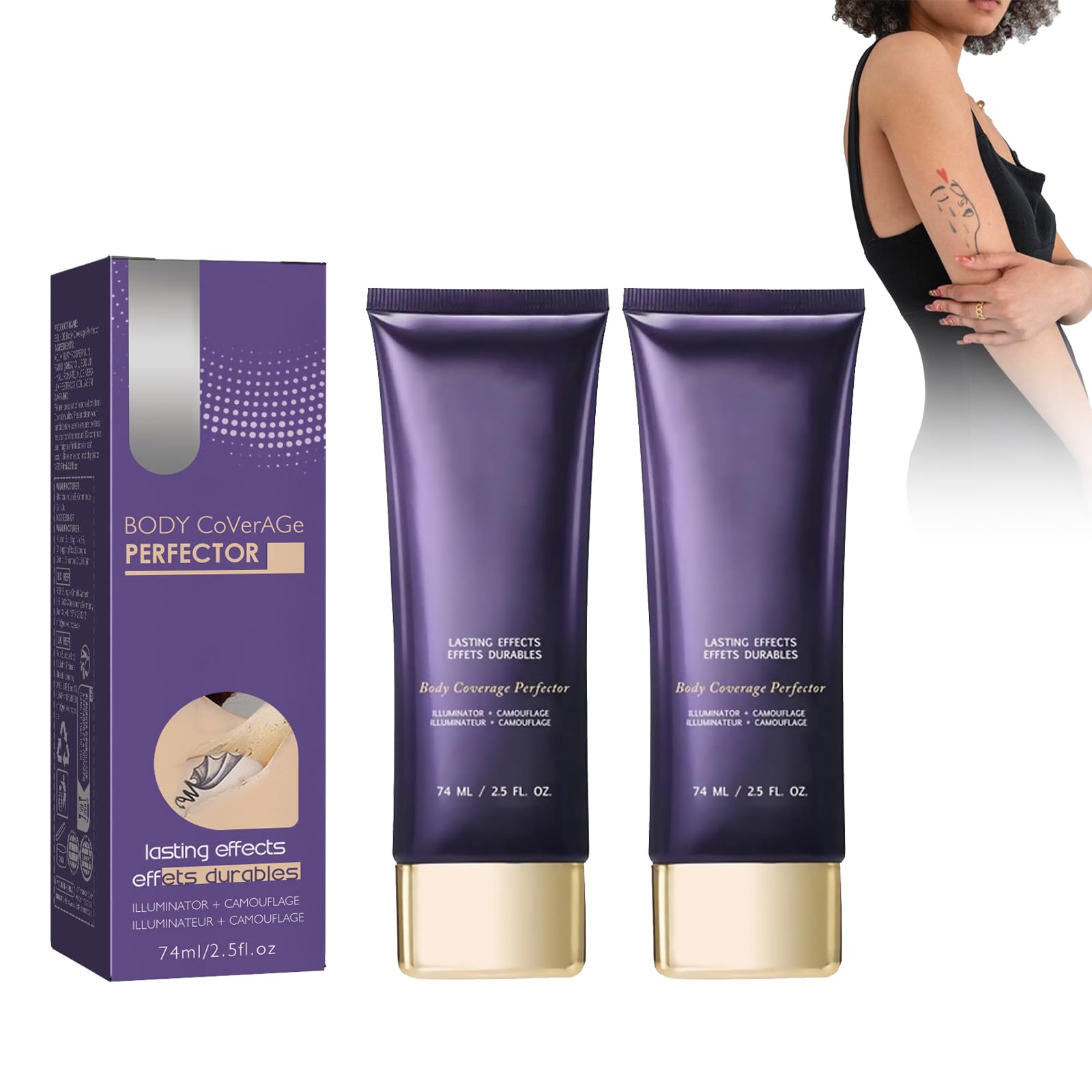 2PC Tattoo Pasta Trattamento Intensivo, Tattoo Correttore, Body Coverage Perfector, Correttore in Crema Impermeabile a Lunga Durata, Copri Tattoo, Acne e Occhiaie, Adatto a Tutti i Tipi di Pelle