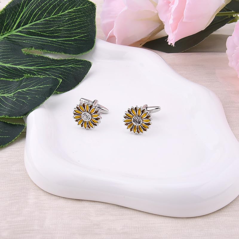 Mancuernillas girasol para camisa de hombre y mujer miniatura 6
