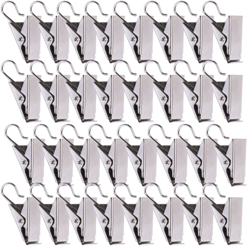 EISTEE Gardinenringe, Gardinenhaken, Aufhängeringe, 50 Stück, rostfreie Vorhänge aus mattem Edelstahl, Metall-Vorhangringe mit Clips for Kunstausstellungen (Color : H)