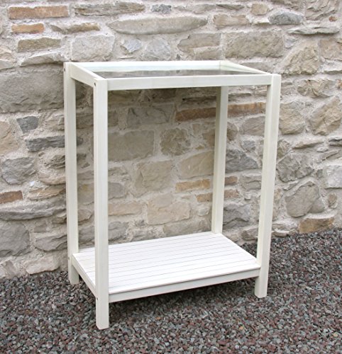 GRASEKAMP Qualität seit 1972 Pflanztisch Gartentisch Akazie Weiß Arbeitsfläche Zink