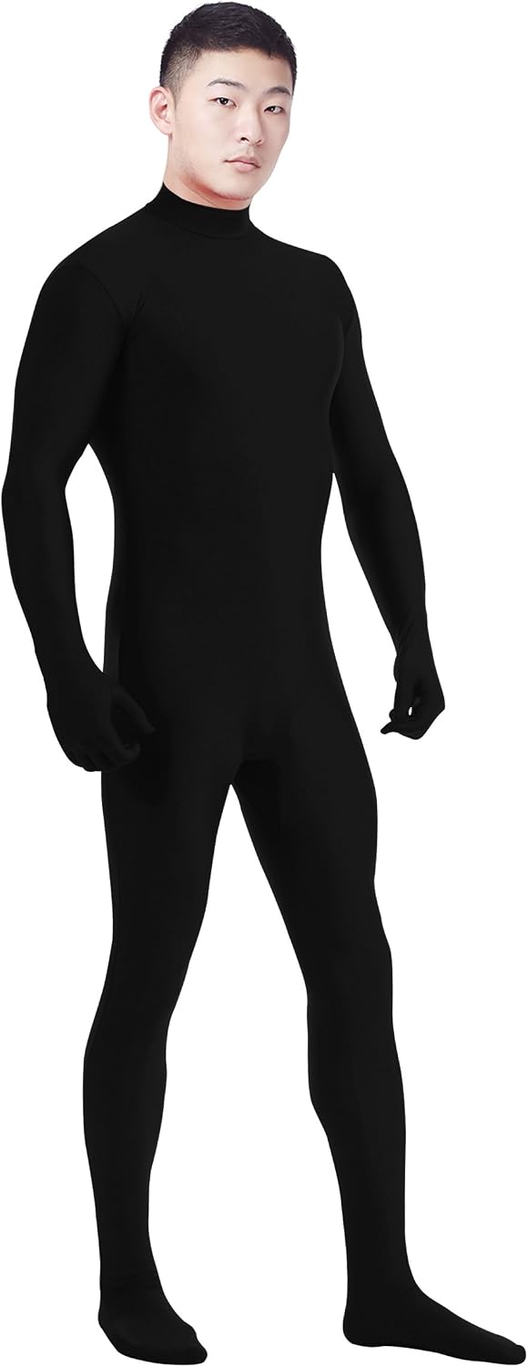 Shinningstar Boys' Men's Mock Neck Full Body Unitard Spandex Zentai Suits Costumes Bodysuit