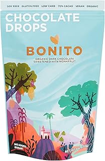 Bonito Organic Chocolate Chips Sweetened With Monkfruit- Sugar Free, Keto Friendly, Non GMO, Organic, Vegan, Low Carb (3 P...