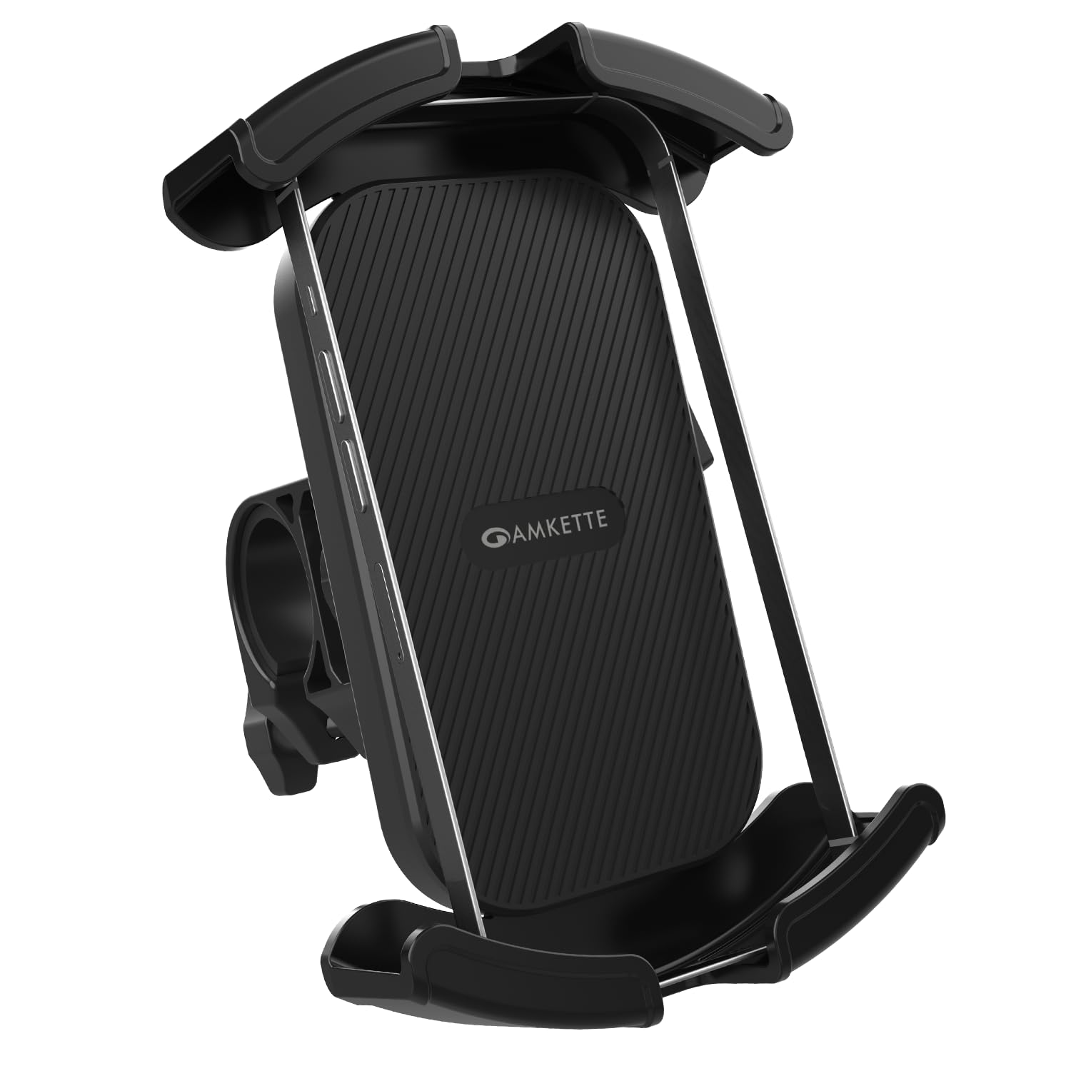 Amkette iGrip Secure X2 Bike Phone Holder for Bikes & Scooters | Handelbar Mount Mobile Holder with One-Press Lock | Anti-Slip Silicone Grip | Fits 4.7”–7.0” Smartphones | Black-image-15