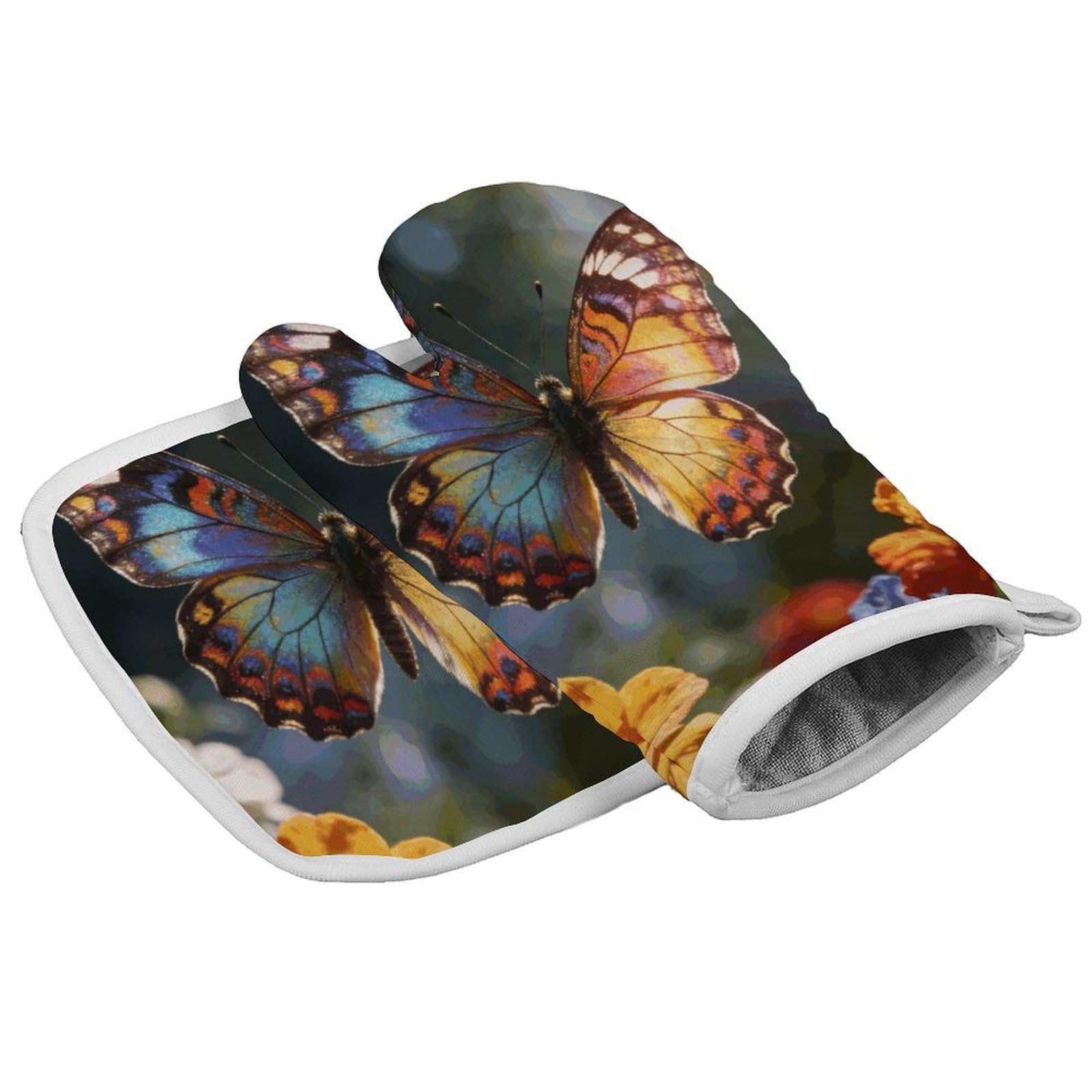 Fodpand Style Butterfly Oven Mitt Set With Lanyard, Cooking Mitt, Protective Thermal Insulation,Kitchen Mitt For Baking, Cooking, Grilling, Microwave