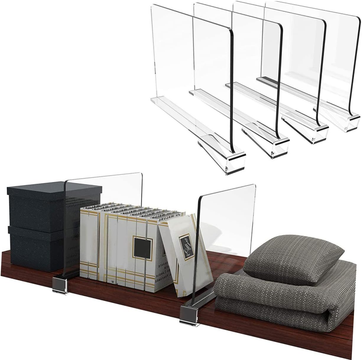 PRETYZOOM 4pcs Closet Dividers for Shelves Wire Shelf Organizers Wardrobe Clothes Separator Book Divider Organizer Bins