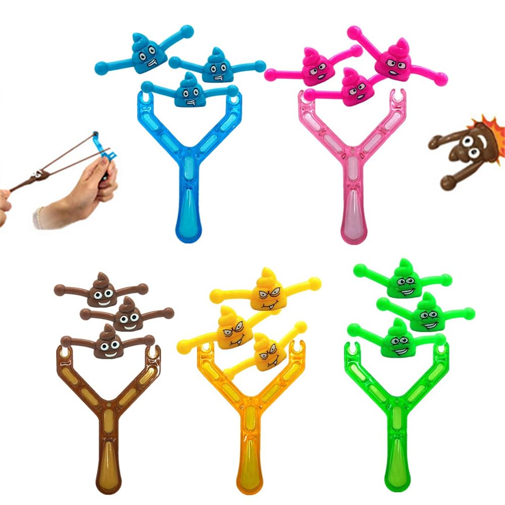 Poo Slingshot Toy Set, Azonee Mini Rubber Slingshot Flying Poo Toy