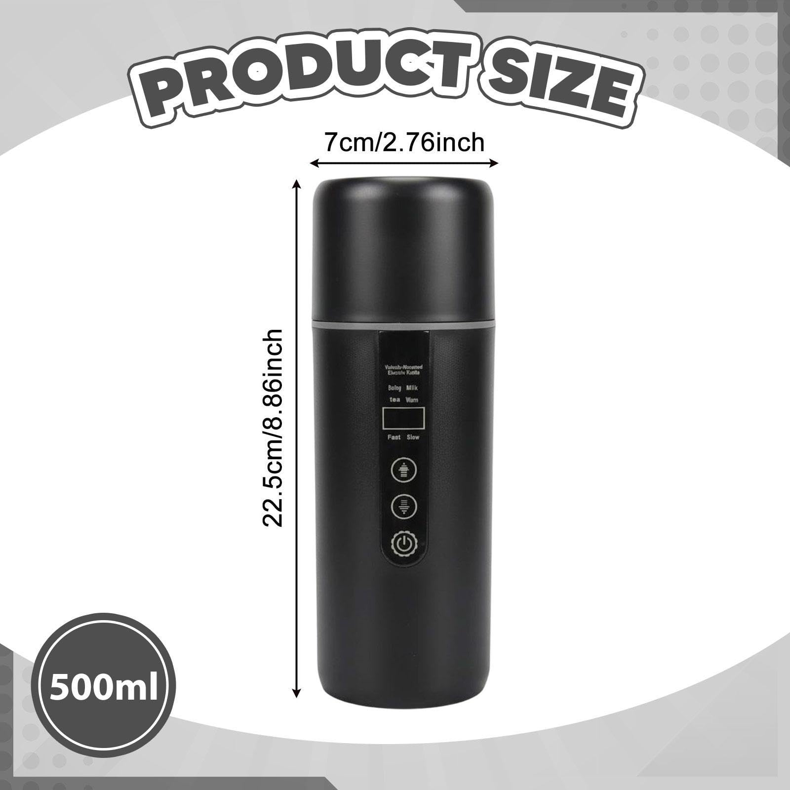Taza Térmica para Coche con Calentamiento Automático Y Función para Mantener Caliente, Indicador de Temperatura, Acero Inoxidable, Gran Capacidad, Hie, Negro, tal como se describe
