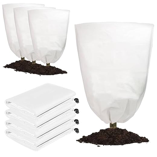 Famlife 4 Pack Plant Covers Freeze Protection - Frost Covers with Drawstring (31.5" x 47.3") Reusable Winter Plant Covers Freeze Protection - Frost Cloths for Outdoor Plants